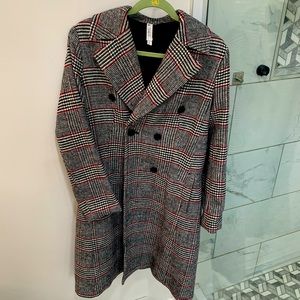 MURAL Plaid and Houndstooth Peacoat